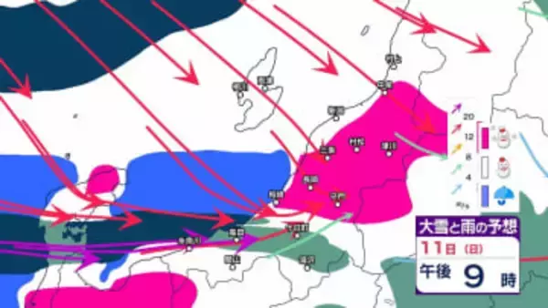 【 新潟の雪は？ 】3連休の11日(日)～12日(月祝)にかけて中越山沿いで70cmの降雪予想　山沿い中心に平地でも大雪か【14日までの雪のシミュレーション・9日午後8時更新】