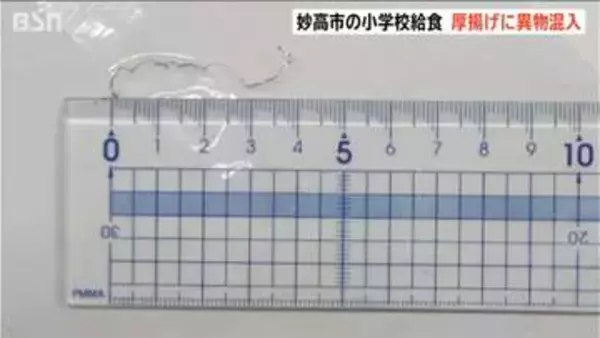 給食の厚揚げに「ステンレス製たわし」の一部が混入　健康被害の報告なし　先月も中学校給食に異物混入　新潟・妙高市