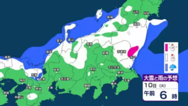 関東北部の平地では警報級大雪の恐れも　10日は寒気流入で広い範囲で雪か　週末にかけて関東甲信や東海、北陸周辺で雪や雨の所も【今後の雨雪シミュレーション・9日午後9時更新】