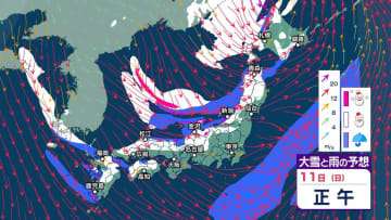 【 今後の大雪 】11日朝～12日朝にかけて東北100cm、九州北部30cm、四国20cmなど北日本～西日本で大雪か【15日午後3時までの雪と風のシミュレーション・10日午前11時更新】