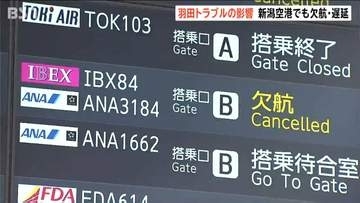 羽田空港の管制システムトラブルで新潟空港でも影響　大阪・伊丹線や福岡線、札幌・新千歳線などで欠航や遅れ