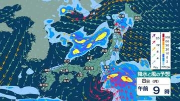 【 今後の雨 】激しい雨が降って大雨となる所も　西日本～東日本、南西諸島、北日本で土砂災害などに注意・警戒【8日(月)～12日(金)の雨風シミュレーション・7日午後10時更新】