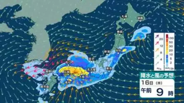 【 今後の雨 】北日本では暴風に警戒 山地では積雪に？ 週明けも西日本や太平洋側を中心に雨となる所も【12日(日)～16日(木)の雨シミュレーション・11日午後10時更新】