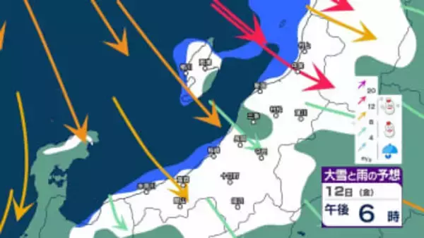 冬型が強まり新潟県内は荒れた天気に　あす12日からは平地でも雪か　14日(日)ごろから再び荒れた天気に？【今後の雪と風のシミュレーション・11日午後6時更新】