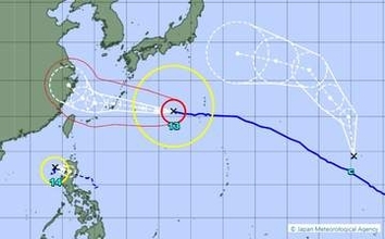 【トリプル台風へ…】大型で非常に強い台風13号(ドルフィン)は西進中…沖縄直撃後、進路北寄りに　台風14号(クジラ)・熱帯低気圧cの動きは？日本への影響は？　今後の進路予想・雨風シミュレーション【5日15時45分発表】今後の台風情報に注意
