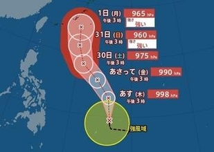 【台風情報】「台風6号(チャンミー)」今後の進路はどうなる？　最大瞬間風速50 m/sまで発達予想…日本への影響は？【6月1日(月)にかけての雨風シミュレーション】
