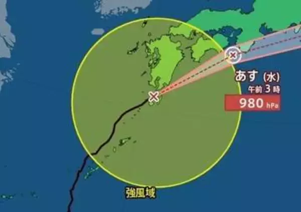【台風情報】「台風6号(チャンミー)」進路予想　中心気圧980hPa・最大瞬間風速35m/s　3日に西日本・東日本の太平洋側にかなり接近か　1時間ごとの雨風シミュレーション【気象庁2日15時50分発表】