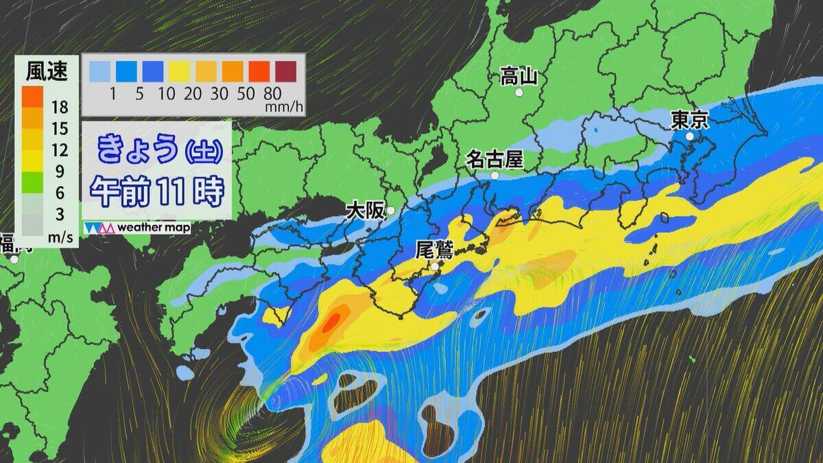 東海地方では夕方まで激しい雨の予想 24時間雨量は愛知100ミリ･岐阜80ミリ･三重120ミリ 東海道新幹線は始発から運転も今後影響の可能性あり