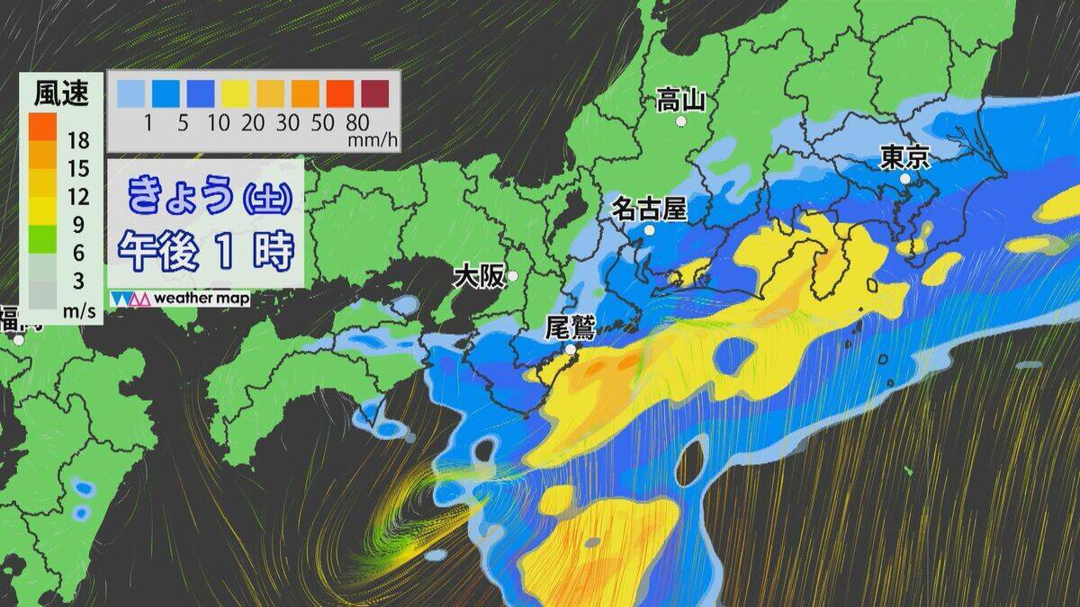東海地方では夕方まで激しい雨の予想 24時間雨量は愛知100ミリ･岐阜80ミリ･三重120ミリ 東海道新幹線は始発から運転も今後影響の可能性あり