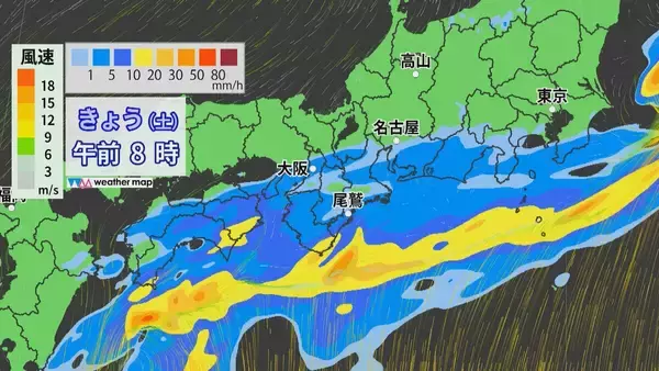 「東海地方では夕方まで激しい雨の予想 24時間雨量は愛知100ミリ･岐阜80ミリ･三重120ミリ 東海道新幹線は始発から運転も今後影響の可能性あり」の画像