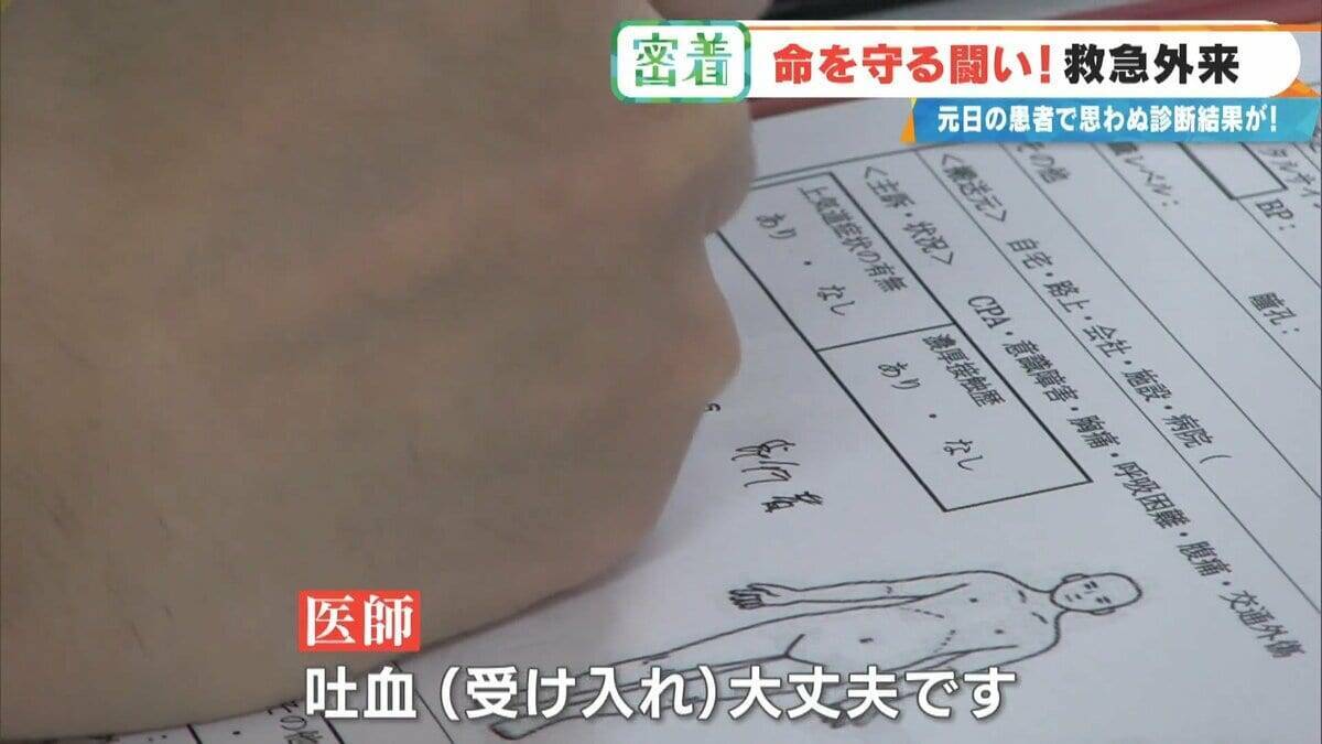 衣服に血の跡がべったりと…「首の軸が粉砕」“茶色いもの”で吐血疑い 緊急事態の原因は？命と向き合う救急外来ERに密着