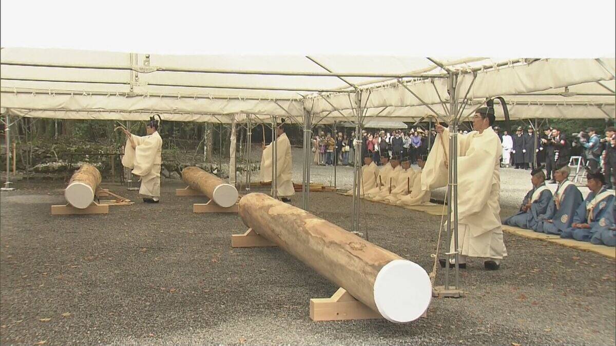 20年に一度行われる「式年遷宮」 に向け伊勢神宮で「木造始祭」 社殿の造営工事の安全を祈願 三重・伊勢市