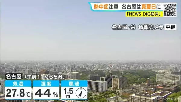 東海地方は熱中症に注意 予想最高気温は名古屋･岐阜で30℃ こまめな水分や塩分補給を 愛知･岐阜･三重の天気予報（5/19 昼）