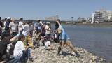 「岐阜･長良川で｢水切り大会｣ “真夏日”のなか真剣勝負 全国から131人参加 気に入った石を投げ…最高成績は｢名人の部｣で出た16回！」の画像3