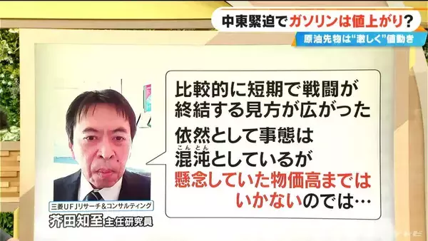 「トランプ大統領“戦争ほぼ終結”発言で原油先物が激しい値動き 中東情勢緊迫でガソリン価格どうなる？石油の備蓄放出は【大石邦彦解説】」の画像