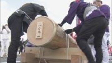 伊勢神宮の「お木曳き」 2033年の式年遷宮に使用される木材を運び込む 3000人の市民らが参加