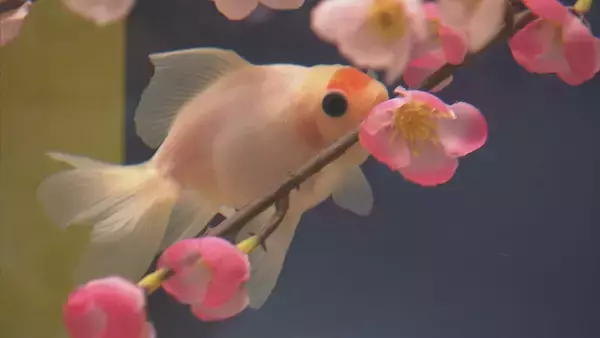 「ひな人形の横を金魚が…人形のまわりに金魚を飾る江戸時代の風習にちなんで  岐阜・各務原市 アクア・トトぎふで3月8日まで」の画像