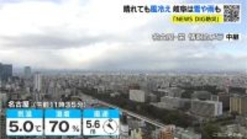 岐阜県は山間部を中心に所々で｢雪｣｢雨｣予想 東海地方は北寄りの風が強く厳しい寒さに 愛知･名古屋･岐阜･三重の天気予報（1/14 昼）