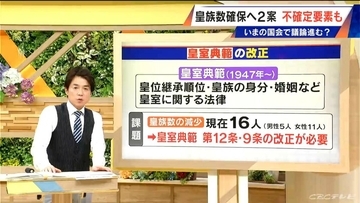 現在16人…皇族数を確保するための2案とは？その際 改正が必要となる｢皇室典範｣とは【大石邦彦解説】