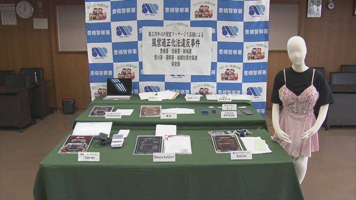 マッサージ店に見せかけ…風俗営業した疑い 経営者の女ら逮捕 性的サービスを行っていたか 東三河の5店舗を一斉摘発