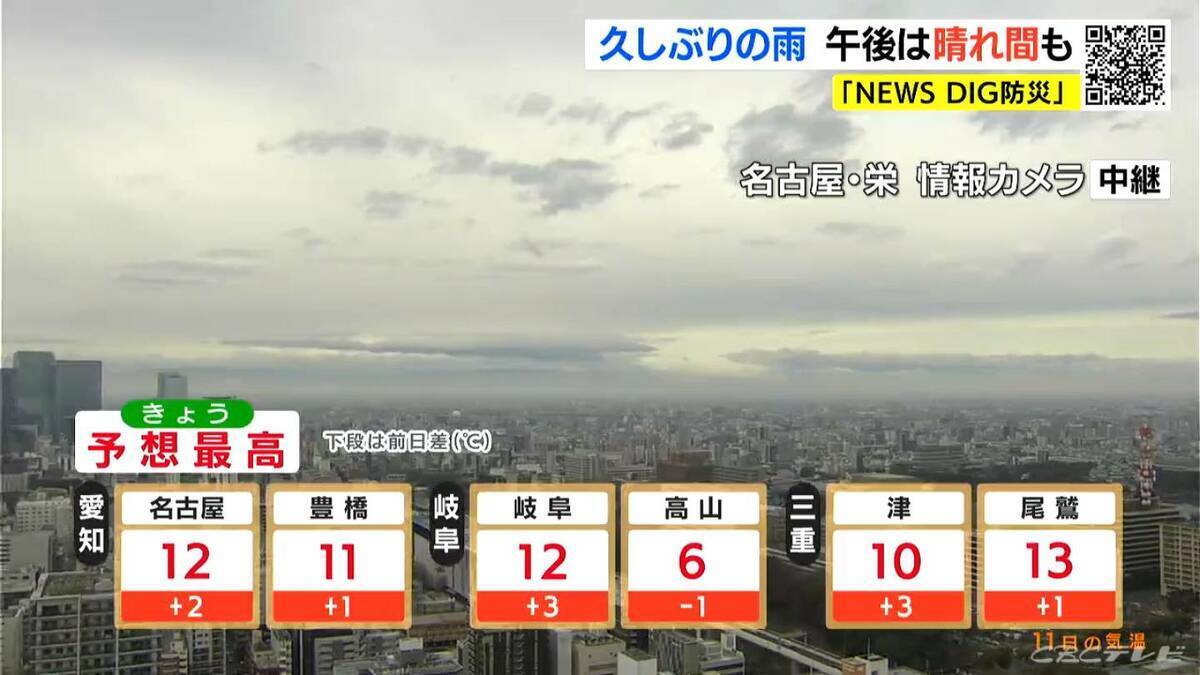 東海地方 10ミリ以上の降水は49日ぶり 岐阜･山地では夜まで雪 土曜日は各地で3月中旬～下旬並みの陽気に 愛知･岐阜･三重の天気予報（2/11昼）