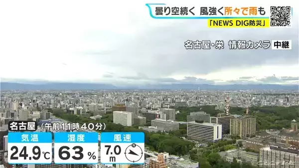 東海地方は所々で雨 夜にかけて強い風続く 予想最高気温は名古屋29℃ 岐阜･津28℃ 愛知･岐阜･三重の天気予報（6/22 昼）