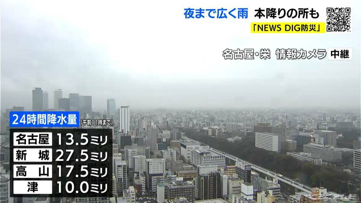 2週間ぶりの“まとまった雨” 沿岸部中心に雨脚の強まる所も あす、あさっては晴れて4月中旬並みの陽気に 愛知･岐阜･三重の天気予報（2/25 昼）