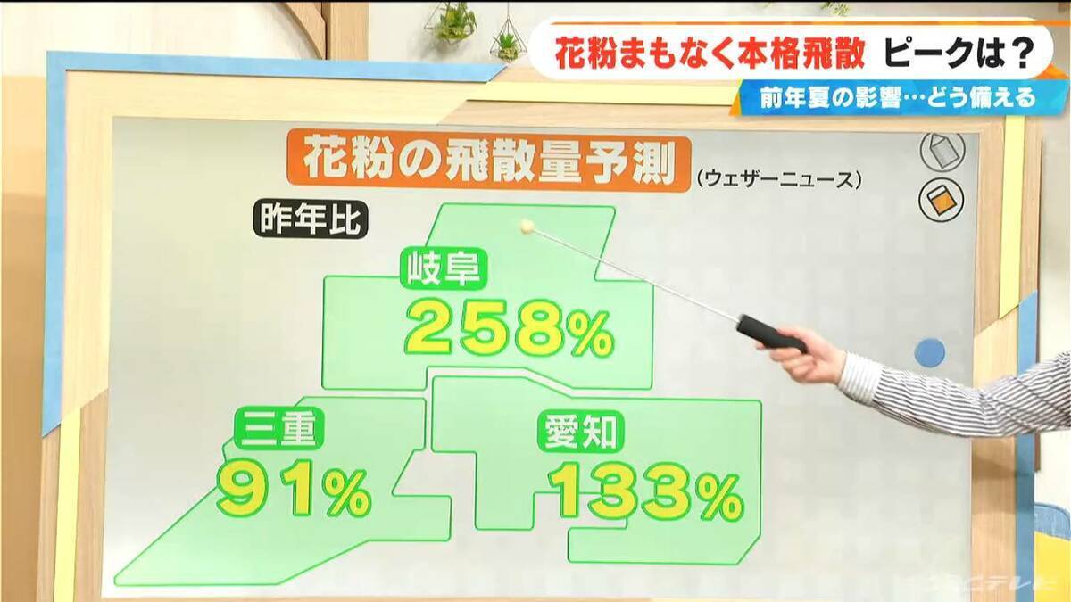 花粉まもなく“本格飛散” 今年は飛散量多い予想 前年夏に｢気温が高い・日照時間が多い・雨が少ない｣→全てが当てはまる