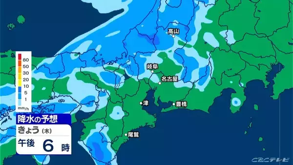 「東海地方 あす･あさっては晴れ間も…所々で雨 きょう午後も激しい雨に注意 最新の雨シミュレーション 愛知･名古屋･岐阜･三重の天気予報（5/21 昼）」の画像