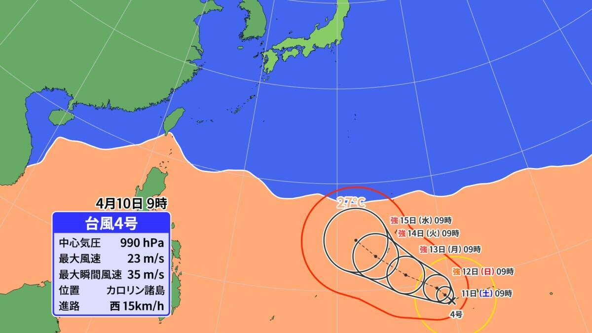 台風4号発生 ｢非常に強い｣勢力まで発達？日本に接近･上陸すれば“異例” 来週には北上か 最新の進路･雨シミュレーション【台風情報2026】
