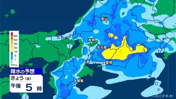 「東海地方は午後も広く雨 いつどこで降る？最新の雨シミュレーション 週末は晴れてお出かけ日和に 愛知･名古屋･岐阜･三重の天気予報（4/10 昼）」の画像