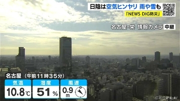 東海地方は夕方以降に雨や雪が降る所も 予想最高気温は名古屋･岐阜･津で13℃ 愛知･岐阜･三重の天気予報（12/11 昼）