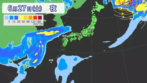 「【台風情報】台風7号｢メーカラー｣ 非常に強い勢力まで発達 梅雨前線を刺激し“大雨”おそれ？ルートは？進路予想・雨･風シミュレーション」の画像