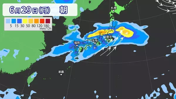 「【台風情報】台風7号｢メーカラー｣ 非常に強い勢力まで発達 梅雨前線を刺激し“大雨”おそれ？ルートは？進路予想・雨･風シミュレーション」の画像