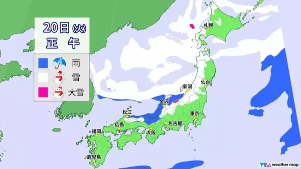 「【雪情報】名古屋などでも雪か “今季最強＆最長寒波”が襲来 平地も雪目安の寒気が列島に居座る  警報級大雪のおそれも 春の陽気から一転… 来週は“極寒” 最新の雪シミュレーション」の画像