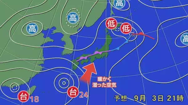 「東海地方は週末にかけて大雨のおそれ… 北陸の豪雨との共通点は台風×前線 “迷走台風”で影響は長期化？今後の見通し」の画像