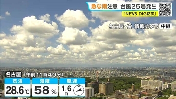 【台風情報】大型の台風25号発生 来週本州に近づくおそれ 東海地方はきょうも急な雨に注意 愛知･名古屋･岐阜･三重の天気予報（9/17 昼）