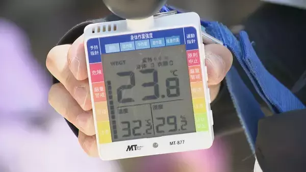 「厳しい暑さから園児を守る 体の“中側”と“外側”から熱中症対策 ミストにこまめな水分・塩分補給…｢顔が赤くなった子｣や｢汗をかいていない子｣をチェック」の画像