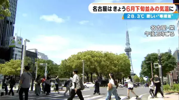 「名古屋は6月下旬並みの気温に 最高気温28.3℃ ｢ここまで暑くなるとは思っていなかった｣ 岐阜でも30℃に迫る暑さ」の画像