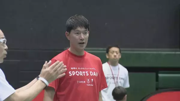 「車いすテニス小田凱人選手(19) 愛知県体育館でスポーツ教室 刈谷市出身の近藤大生選手(43)と共に 地球温暖化対策も学ぶ」の画像