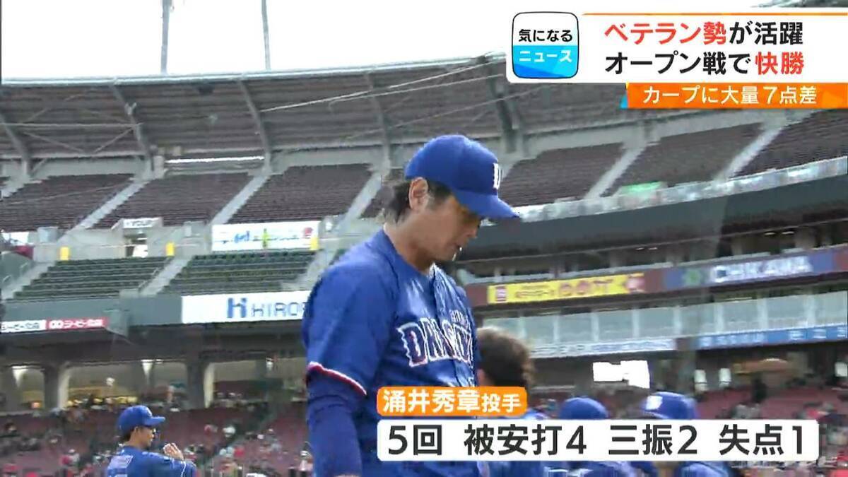ドラゴンズ カープとのオープン戦に快勝 ｢しっかり半袖で投げられました！｣ ベテラン勢 大野雄大投手(37)や涌井秀章投手(39)が活躍