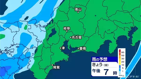 「東海地方 今夜は雨予想 雨脚強まる所も… いつどこで降る？最新の雨シミュレーション 愛知･名古屋･岐阜･三重の天気予報（3/6 昼）」の画像