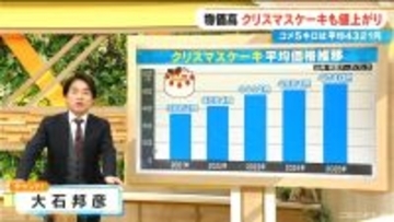 クリスマスケーキが高い ファミリーサイズは4年前から約900円アップで4740円 いちご･鶏卵などの原材料が軒並み高騰… 電気･ガス･人件費･配送コストの上昇も