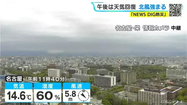 東海地方 午後は天気回復 あすは広く晴れ洗濯日和に 金曜日は各地で雨予想 愛知･名古屋･岐阜･三重の天気予報（4/7 昼）
