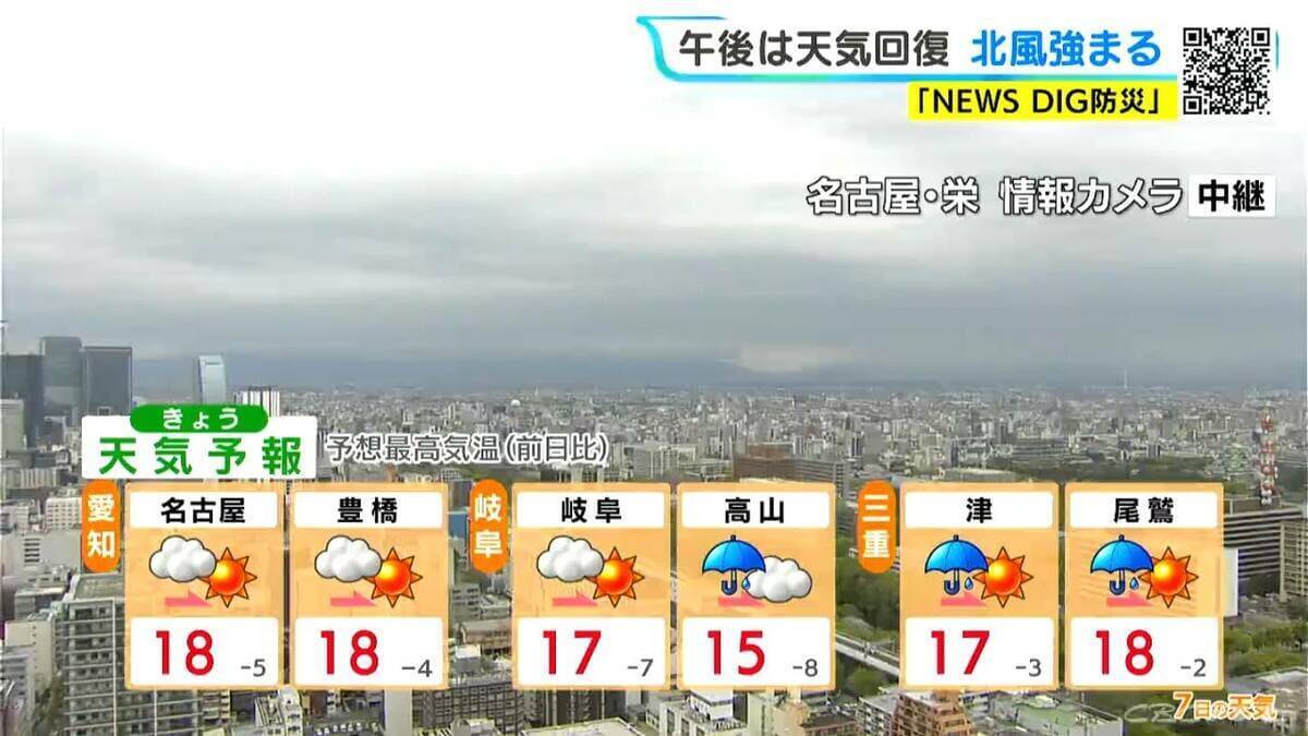 東海地方 午後は天気回復 あすは広く晴れ洗濯日和に 金曜日は各地で雨予想 愛知･名古屋･岐阜･三重の天気予報（4/7 昼）