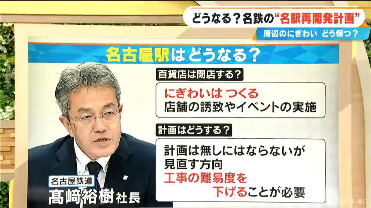 名鉄グランドホテル･バスセンターは継続 “名駅再開発”どうなる？名鉄･髙﨑社長を直撃取材｢賑わいはつくる｣｢工事の難易度を下げることが必要｣