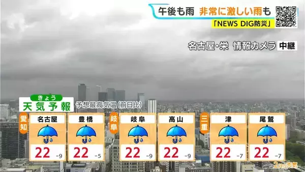 「【台風6号】「チャンミー｣ あす明け方～昼前 東海地方に最接近か 大雨･土砂災害に警戒を 雨･風シミュレーション 愛知･名古屋･岐阜･三重の天気予報【台風情報】」の画像