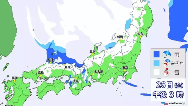 「週末は”寒波襲来” 名古屋も｢雪｣の可能性 26日（金）27日（土）は太平洋側で雪予想 年末年始は“2度”寒波がやってくる？最新の雪･雨シミュレーション」の画像