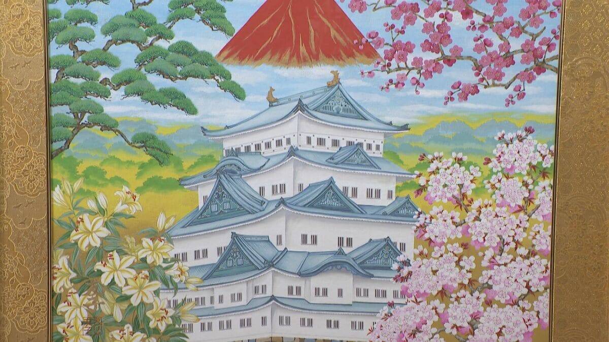 俳優・画家のあいはら友子さんが"赤富士"をテーマに絵画展 2月末で閉店する名鉄百貨店での展示に｢名古屋が大好き。今回の絵画展は格別｣