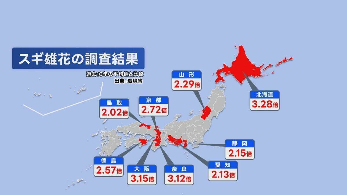 【花粉】東海は平年比の約1.3倍予想 ｢間もなく飛び始めますね、これ…｣  花粉を飛ばす“雄花”は黄色く大きくなっていた